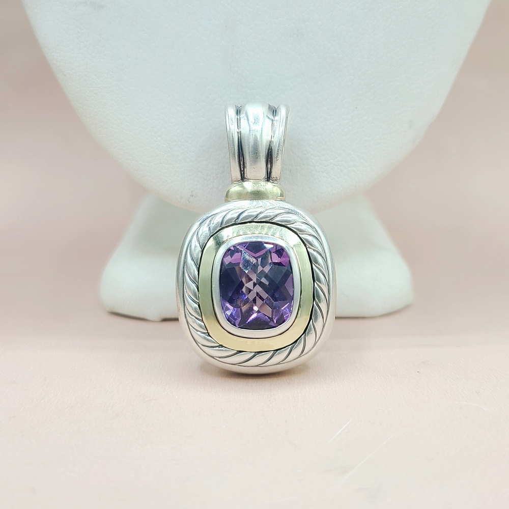 David Yurman Large Albion Pendant Enhancer With Amethyst And Gold